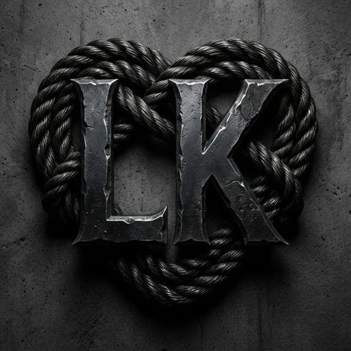 Logo Lucien Knox con iniziali LK e nodo shibari